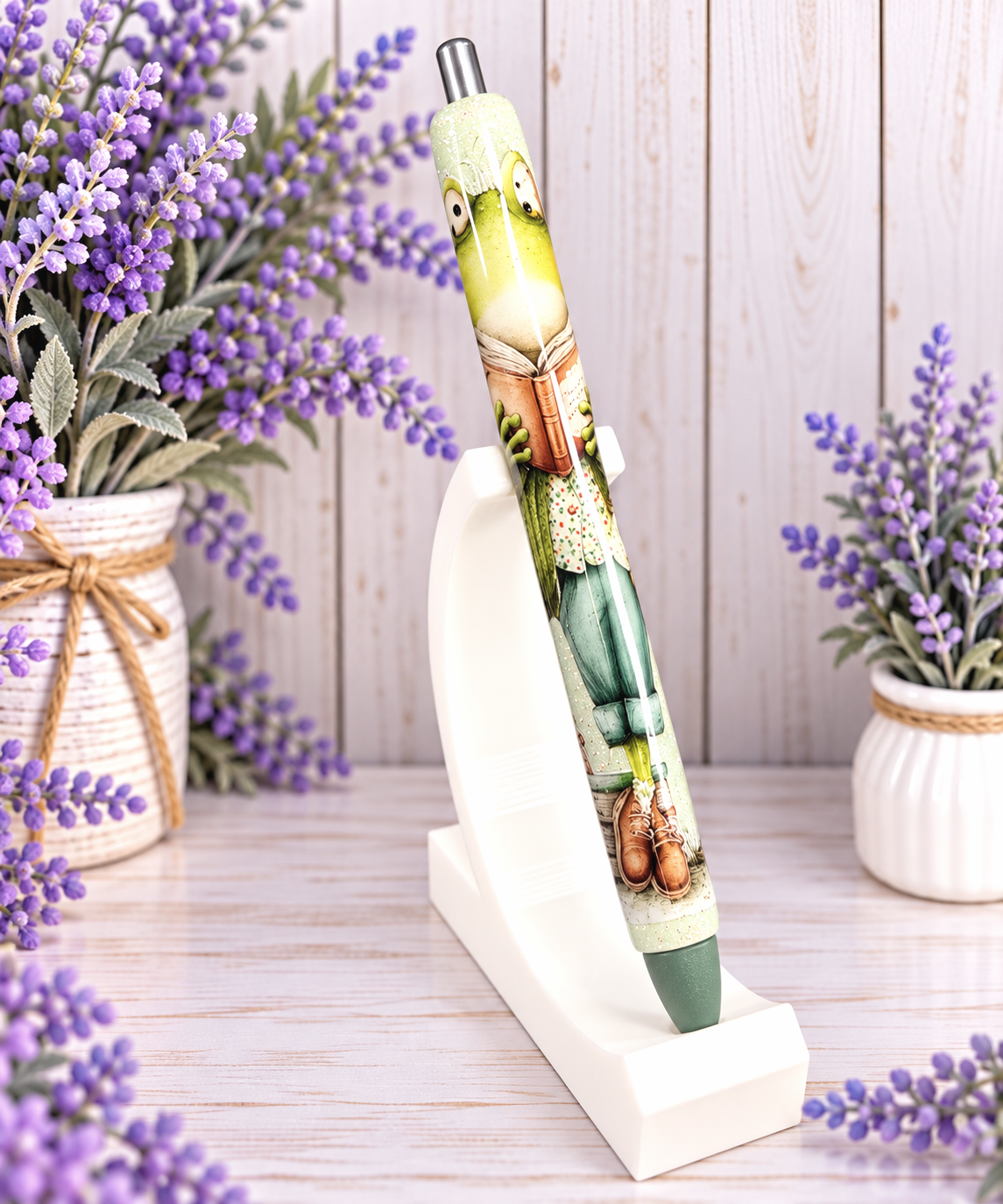 Handmade Frog glitter pen with free refill 5