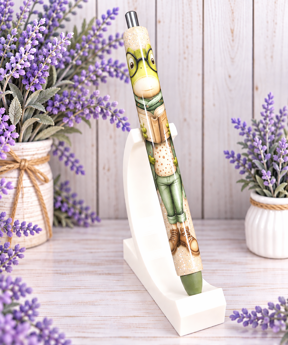 Handmade Frog glitter pen with free refill 7