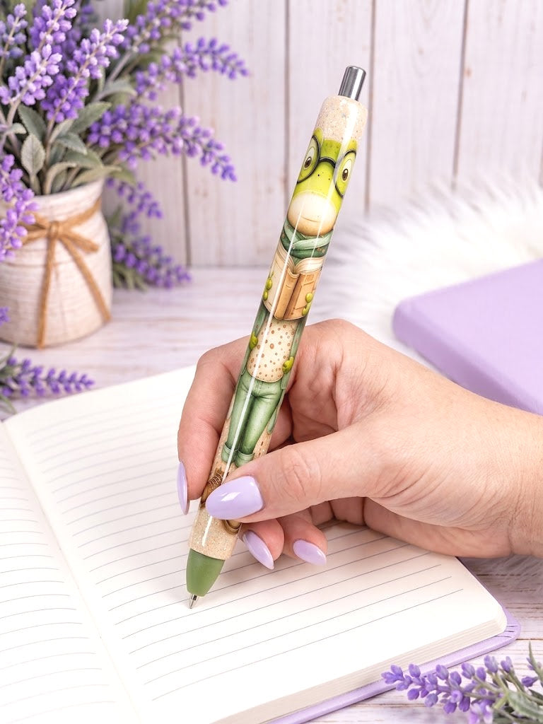 Handmade Frog glitter pen with free refill 7