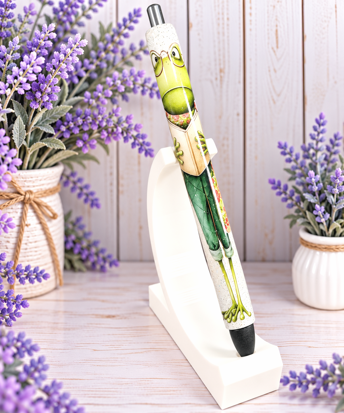 Handmade Frog glitter pen with free refill 9