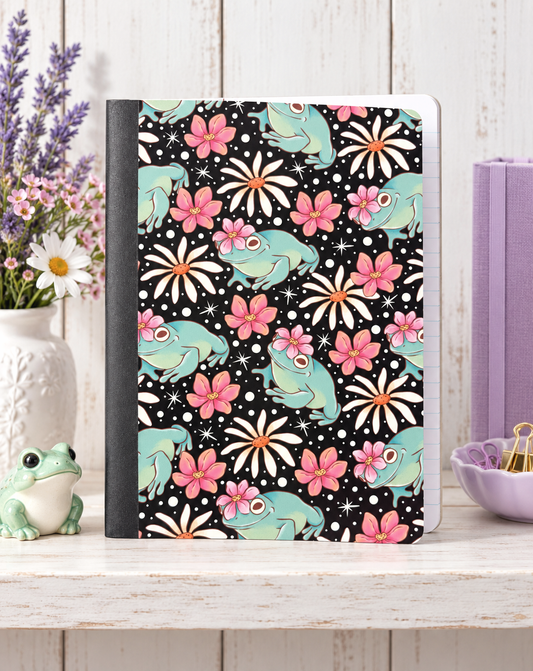 Decorative Vinyl Covered Composition Notebook Frogs