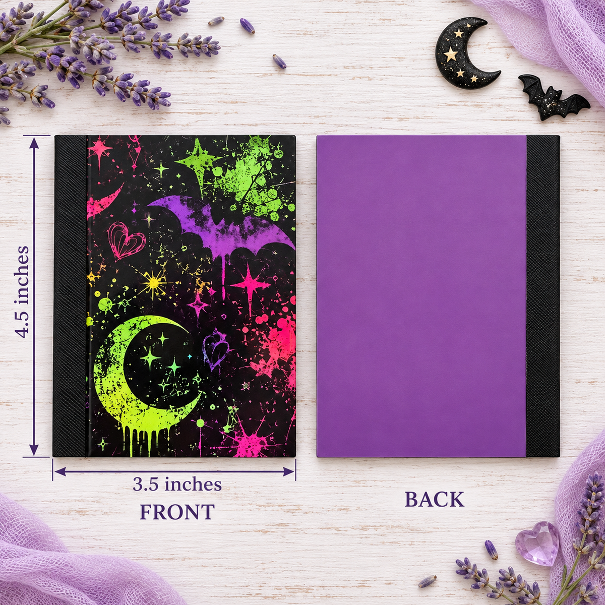 Decorative Vinyl Covered MINIATURE Composition Notebook Neon Halloween