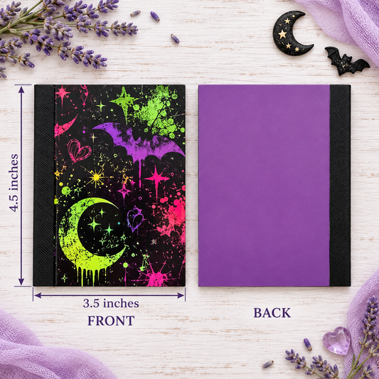 Decorative Vinyl Covered MINIATURE Composition Notebook Neon Halloween
