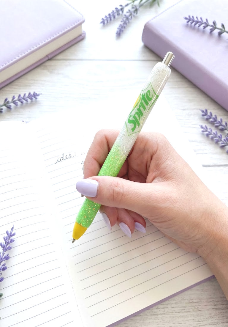 Handmade Sprite glitter pen with free refill