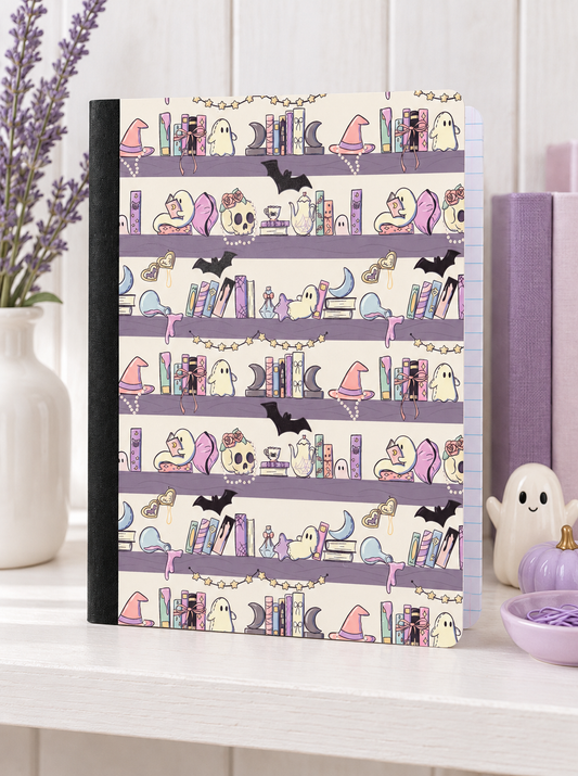 Decorative Vinyl Covered Composition Notebook Ghosts and Books