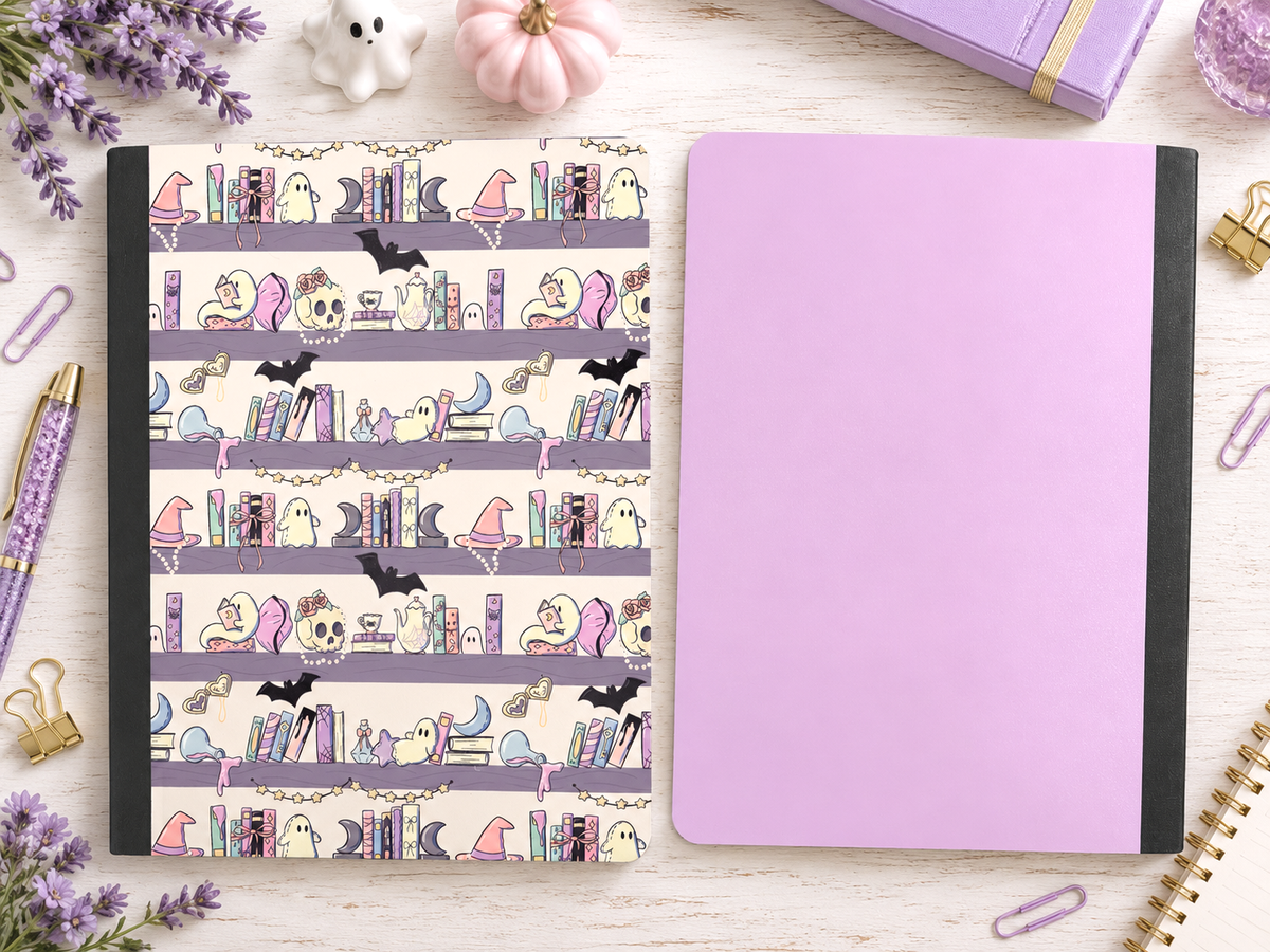 Decorative Vinyl Covered Composition Notebook Ghosts and Books