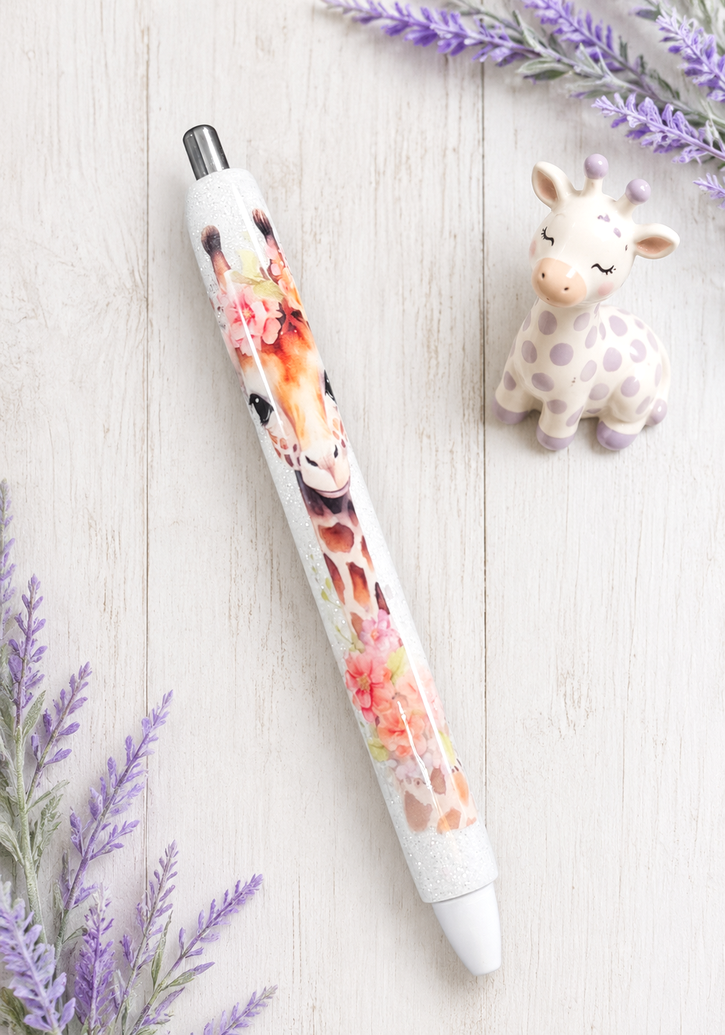 Handmade Giraffe glitter pen with free refill