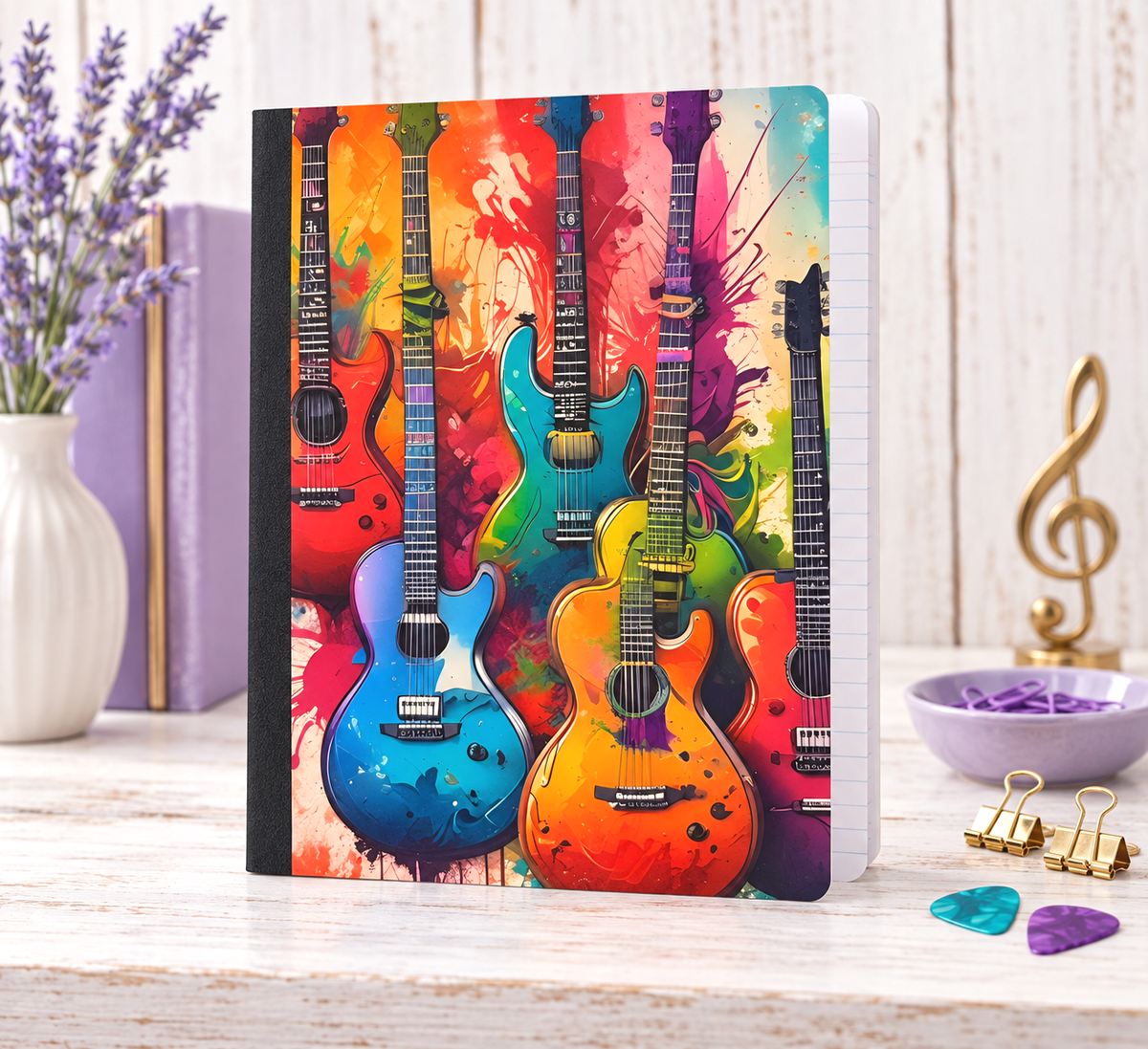 Decorative Vinyl Covered Composition Notebook Guitars