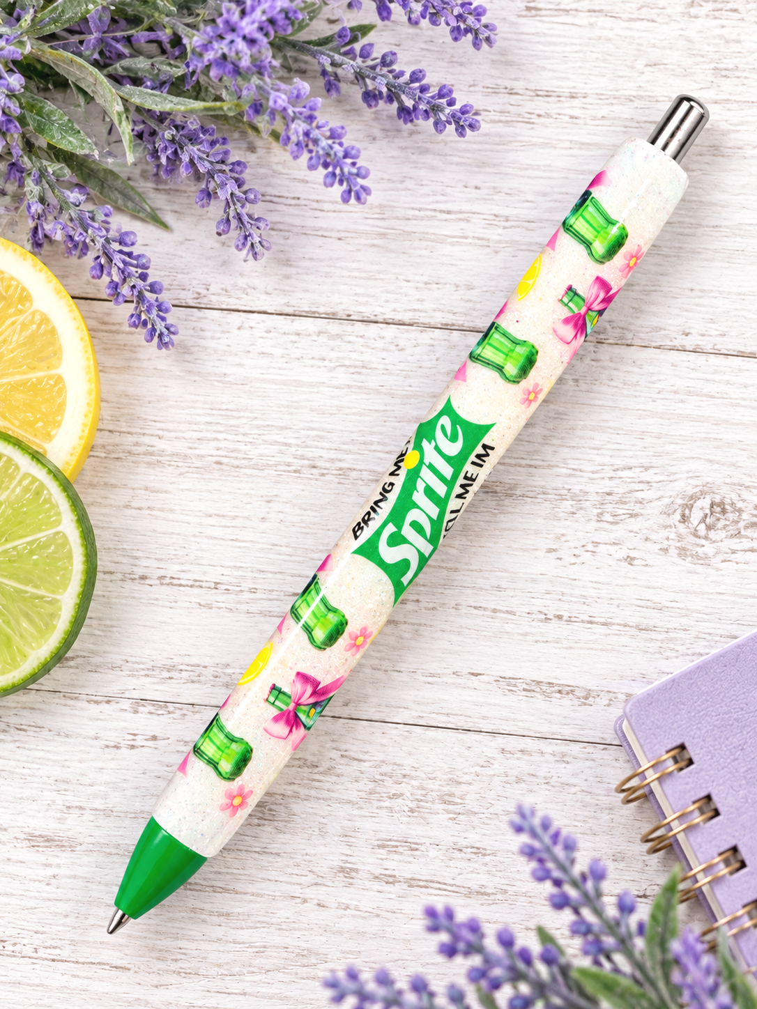 Handmade Sprite glitter pen with free refill