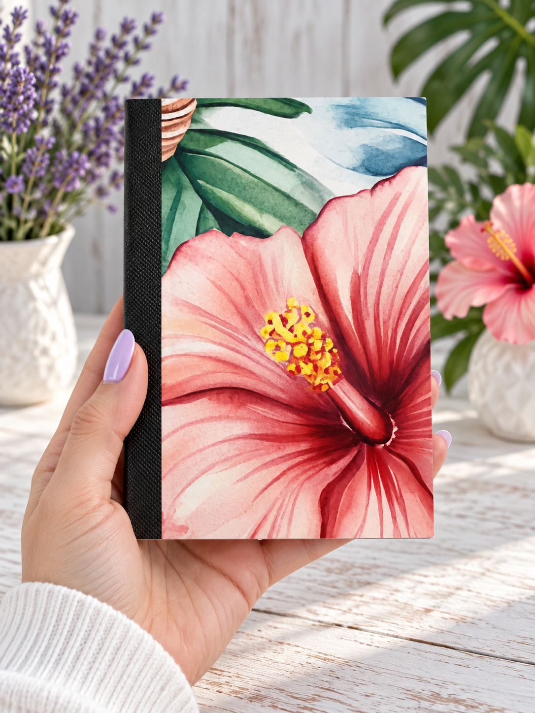 Decorative Vinyl Covered MINIATURE Composition Notebook Hibiscus