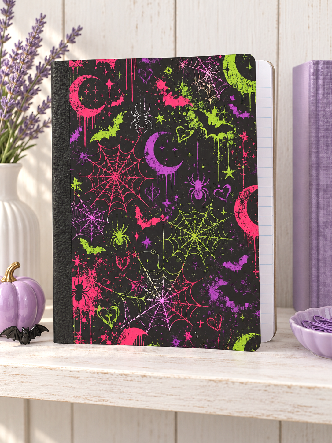 Decorative Vinyl Covered Composition Notebook Holographic Halloween