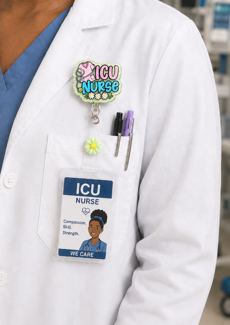 Handmade ICU Nurse Badge Reel