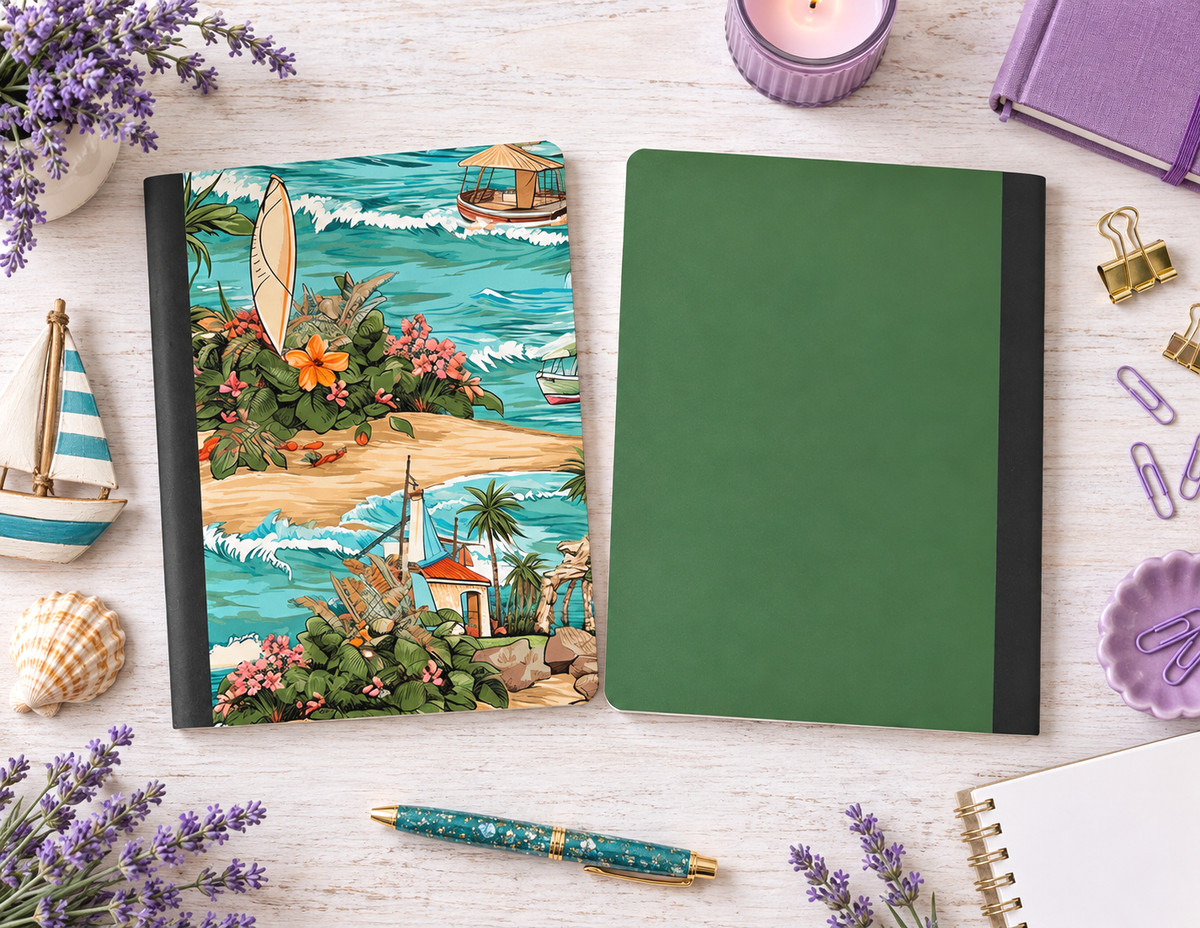 Decorative Vinyl Covered Composition Beach Scene Painting