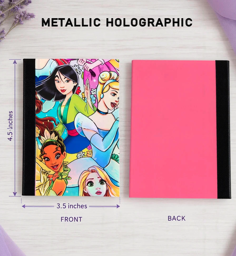 Decorative Vinyl Covered MINIATURE Composition Notebook Princess Metallic Holographic 1