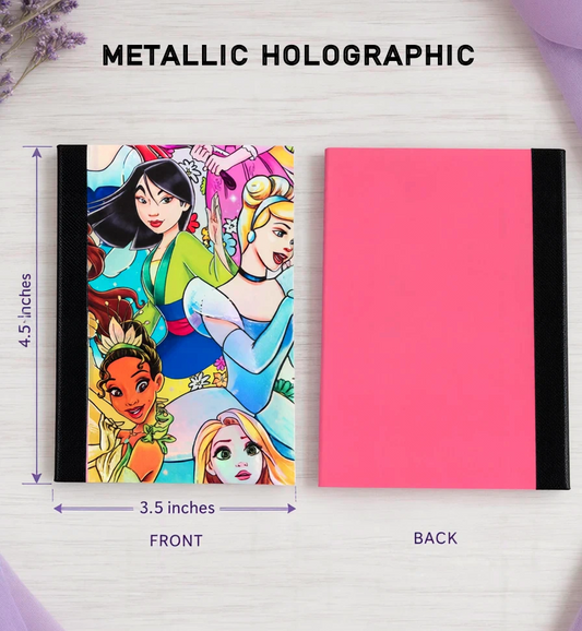 Decorative Vinyl Covered MINIATURE Composition Notebook Princess Metallic Holographic 1
