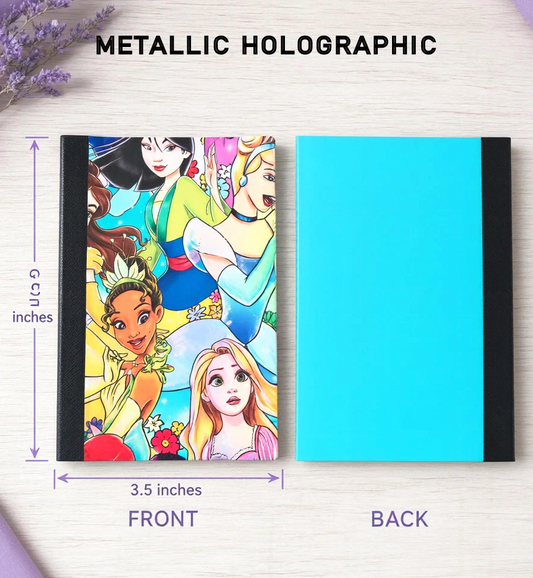 Decorative Vinyl Covered MINIATURE Composition Notebook Princess Metallic Holographic 2