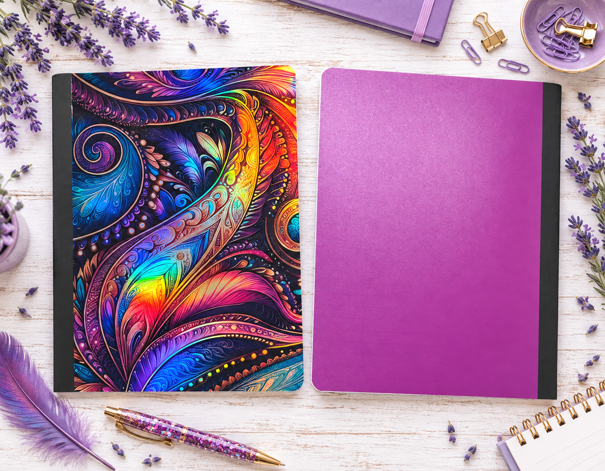 Decorative Vinyl Covered Composition Notebook Holographic Paisley