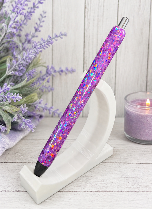 Handmade Dark Pink Holographic chunky glitter pen with free refill