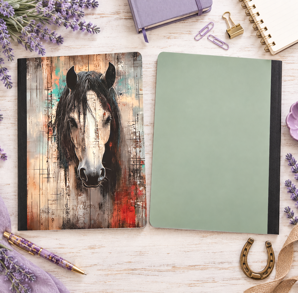 Decorative Vinyl Covered Composition Notebook Horse