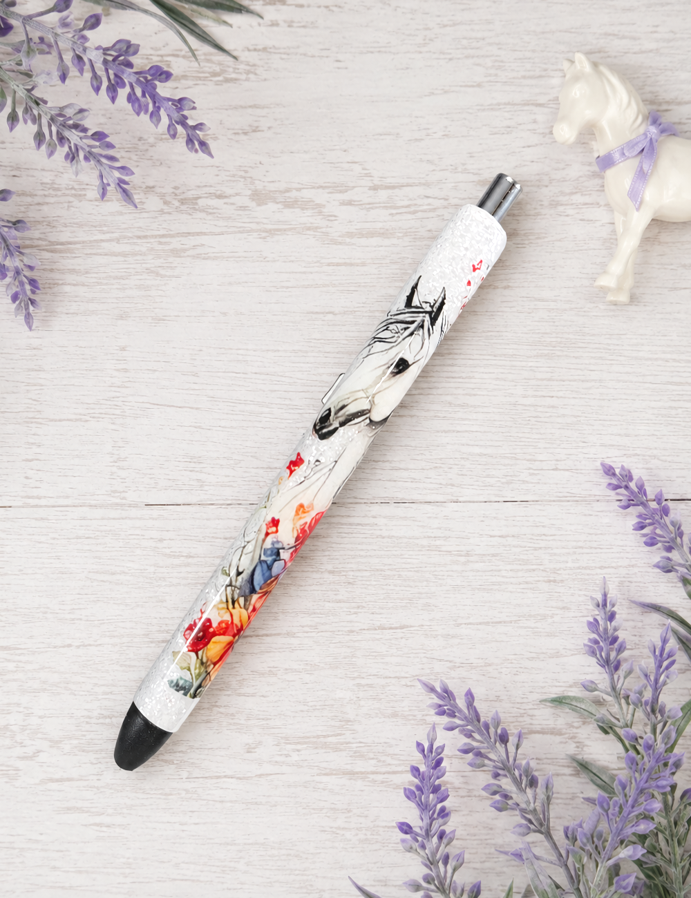Handmade Horse glitter pen with free refill 1