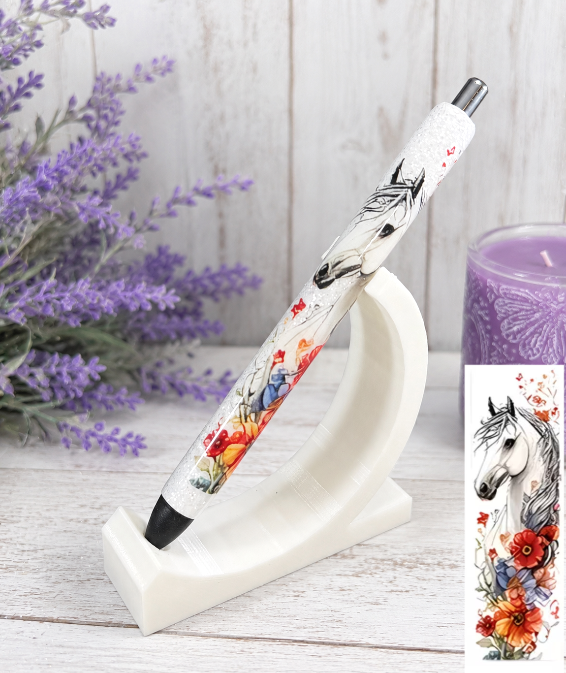 Handmade Horse glitter pen with free refill 1