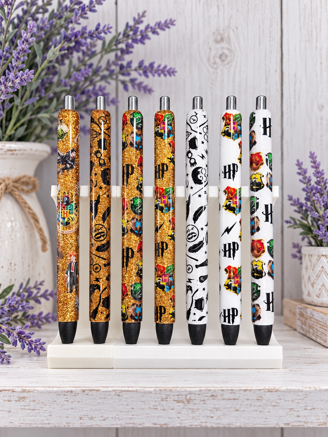 Handmade Harry Potter on HP theme gold glitter pen with free refill