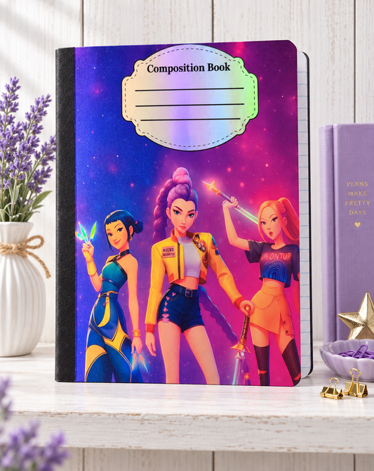 Decorative Vinyl Covered Composition Notebook Holographic Huntrix 2