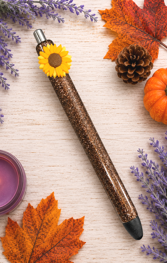 Handmade Sunflower Fall glitter pen with free refill 2