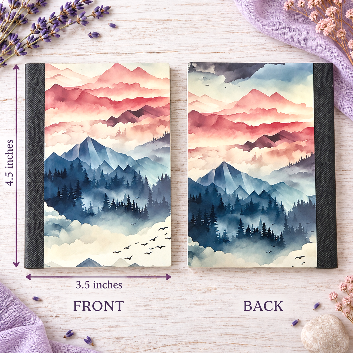 Decorative Vinyl Covered MINIATURE Composition Notebook Mountains