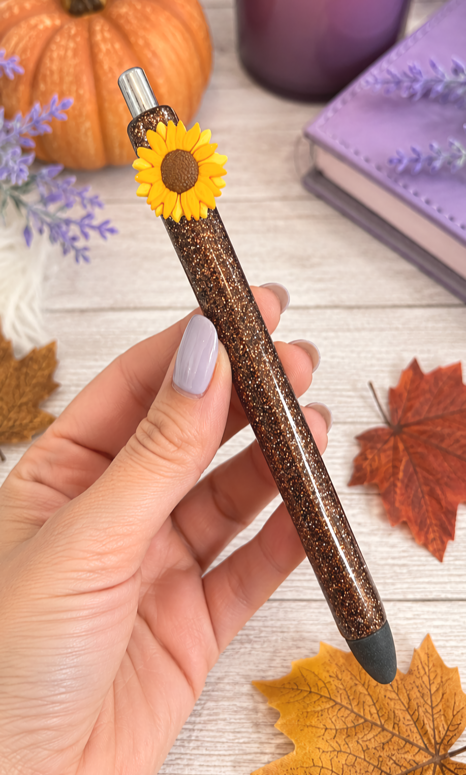 Handmade Sunflower Fall glitter pen with free refill 2