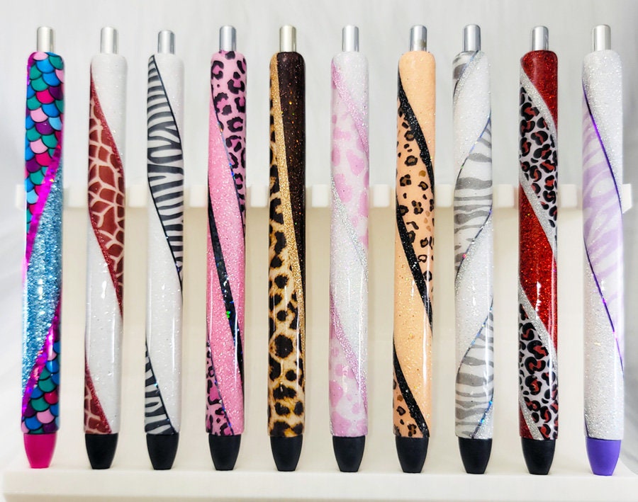 Handmade Zebra animal print glitter pen with free refill