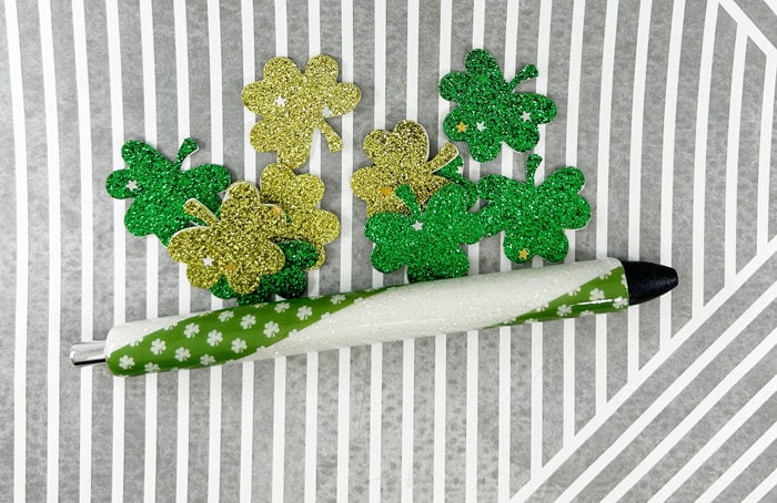 Handmade St Patricks Small Clovers Washi Tape glitter pen with free refill