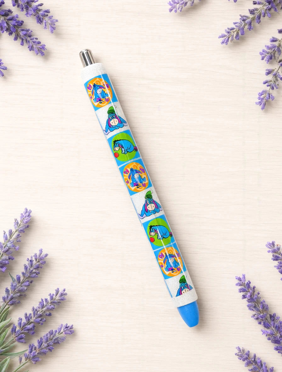 Handmade Eeyore glitter pen with free refill
