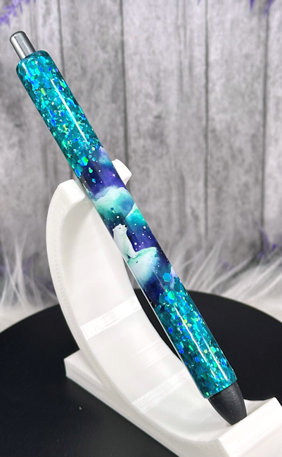Handmade Polar Bears with Chunky Aqua glitter pen with free refill