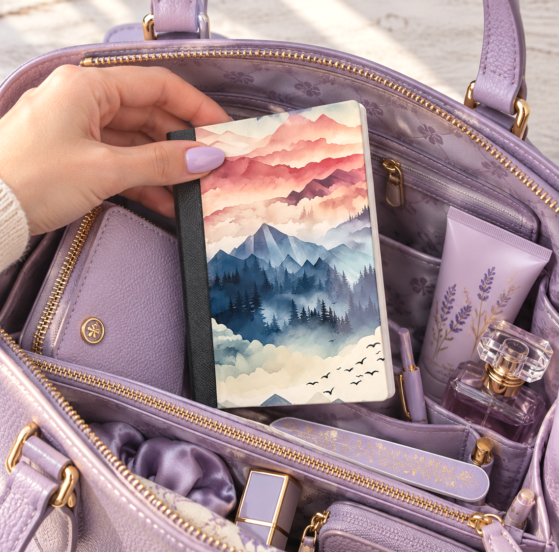 Decorative Vinyl Covered MINIATURE Composition Notebook Mountains