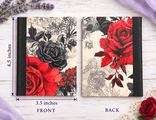 Decorative Vinyl Covered MINIATURE Composition Notebook Black Rose