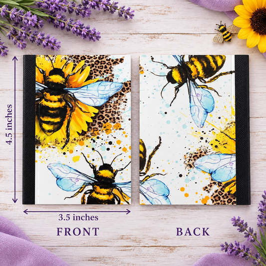 Decorative Vinyl Covered MINIATURE Composition Notebook Bumblebees