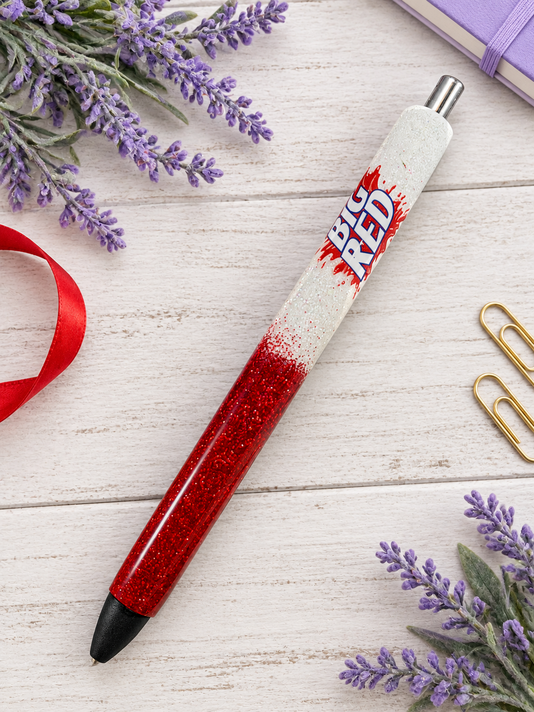 Handmade Big Red glitter pen with free refill