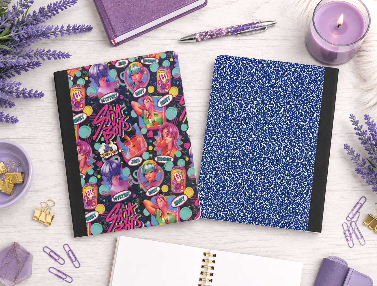 Decorative Vinyl Covered Composition Notebook Holographic K Pop