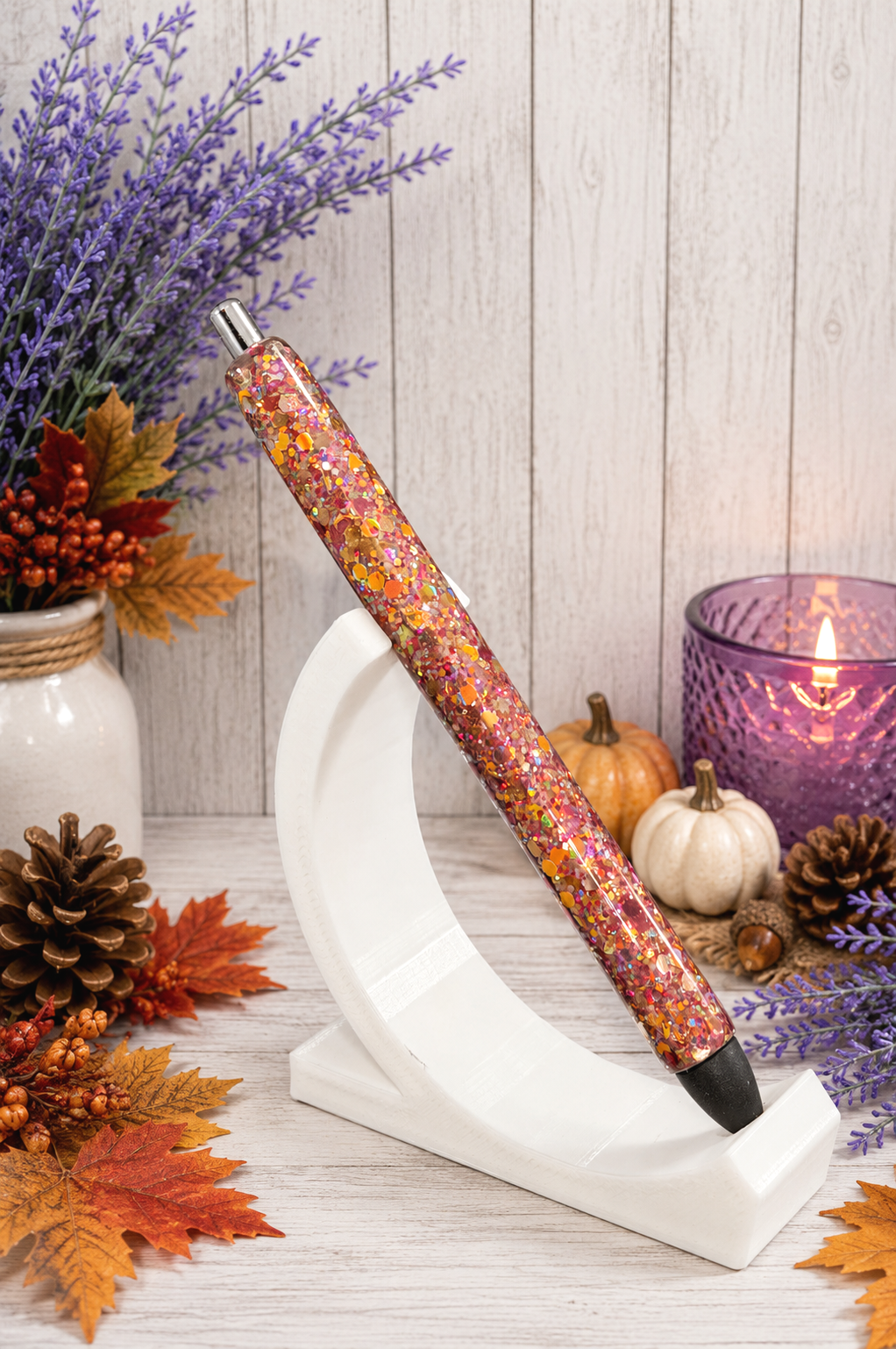Handmade Fall Oranges and Browns glitter pen with free refill