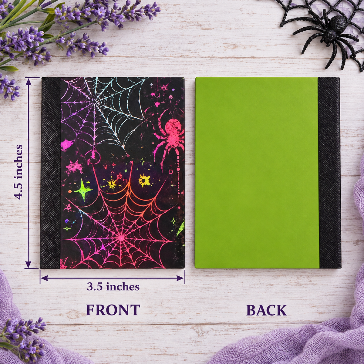 Decorative Vinyl Covered MINIATURE Composition Notebook Neon Halloween