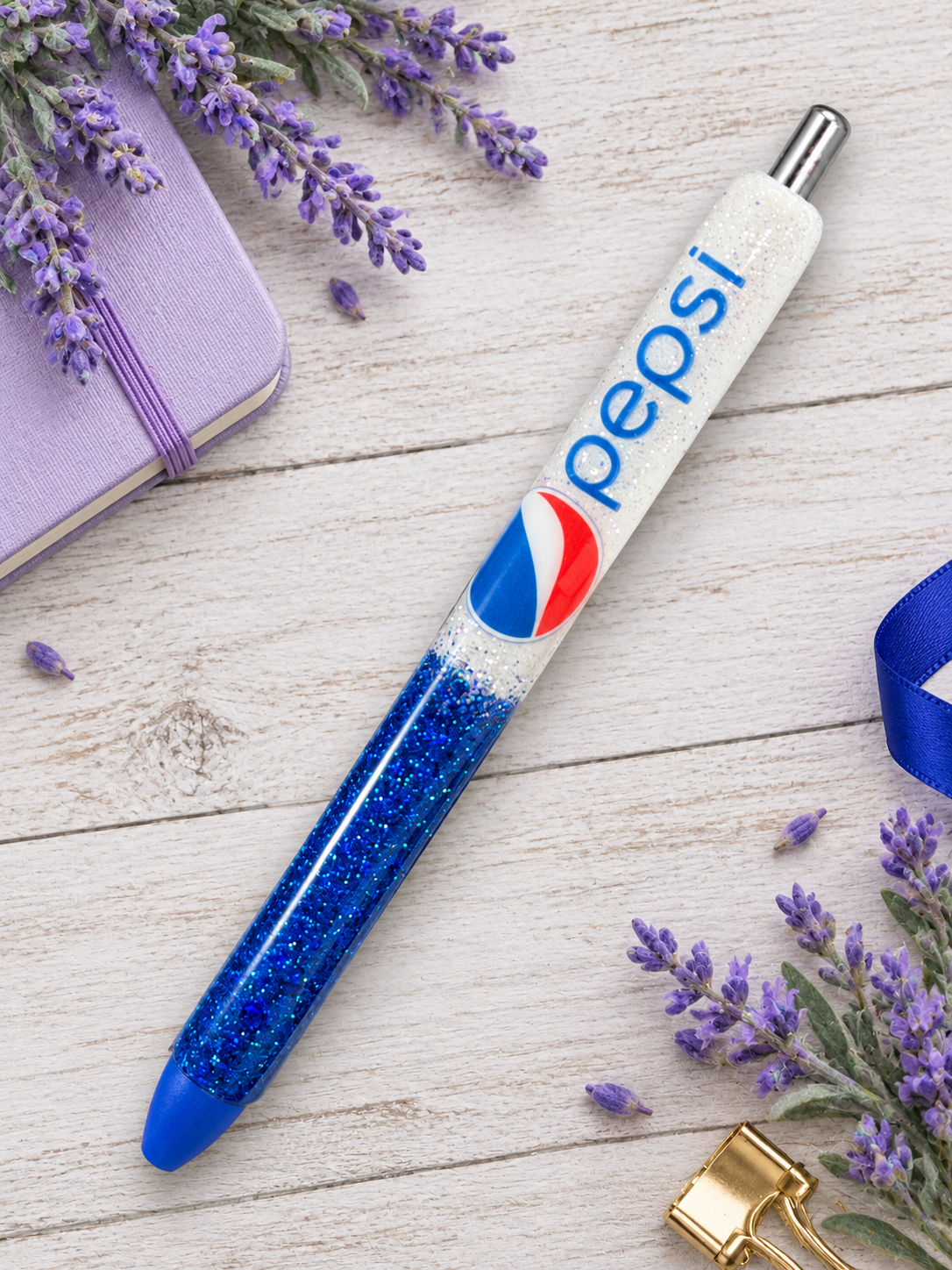 Handmade Diet Pepsi glitter pen with free refill