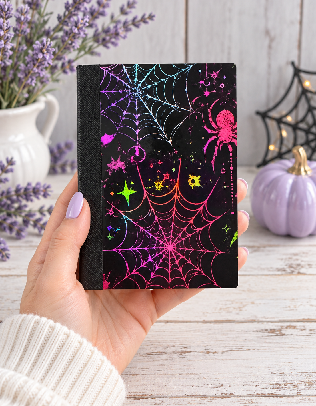 Decorative Vinyl Covered MINIATURE Composition Notebook Neon Halloween