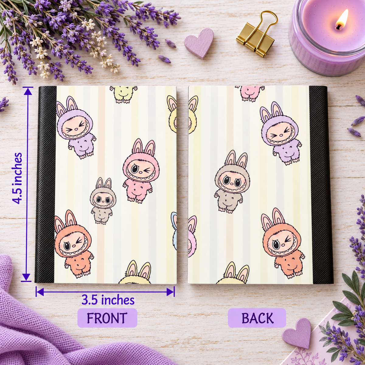 Decorative Vinyl Covered MINIATURE Composition Notebook Labubu
