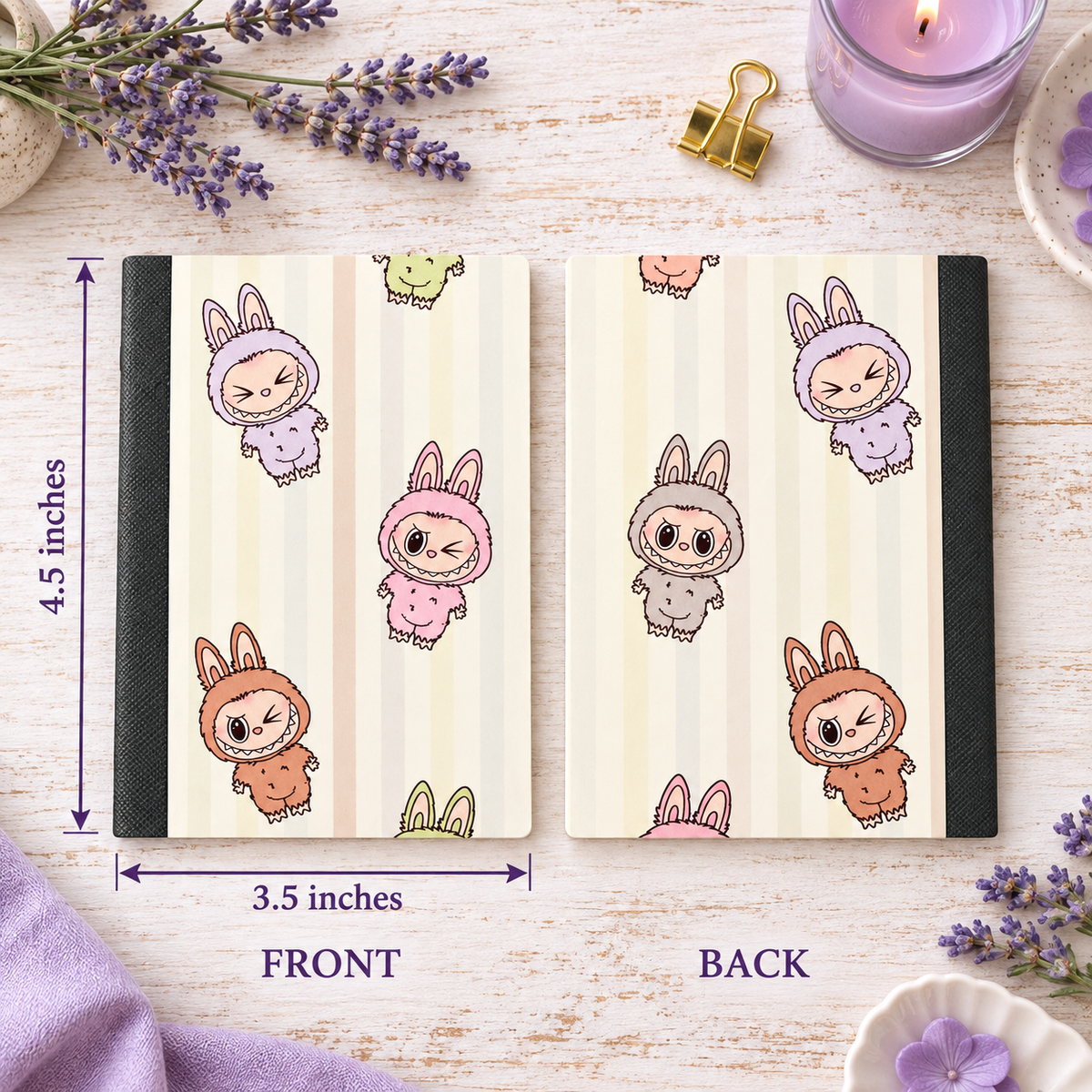 Decorative Vinyl Covered MINIATURE Composition Notebook Labubu