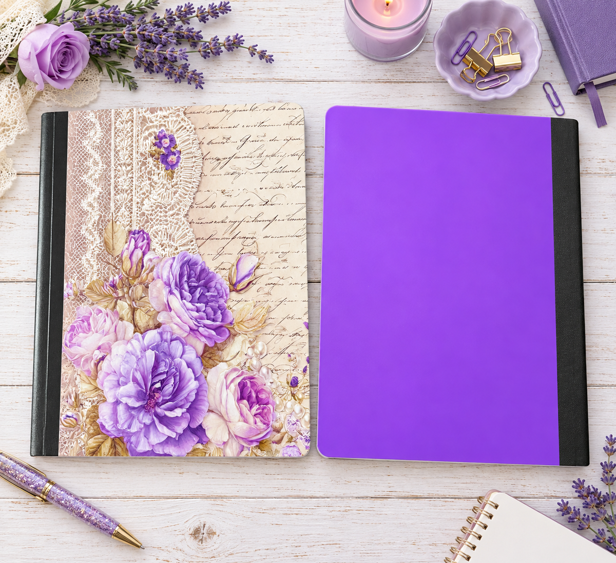 Decorative Vinyl Covered Composition Notebook French Lavender