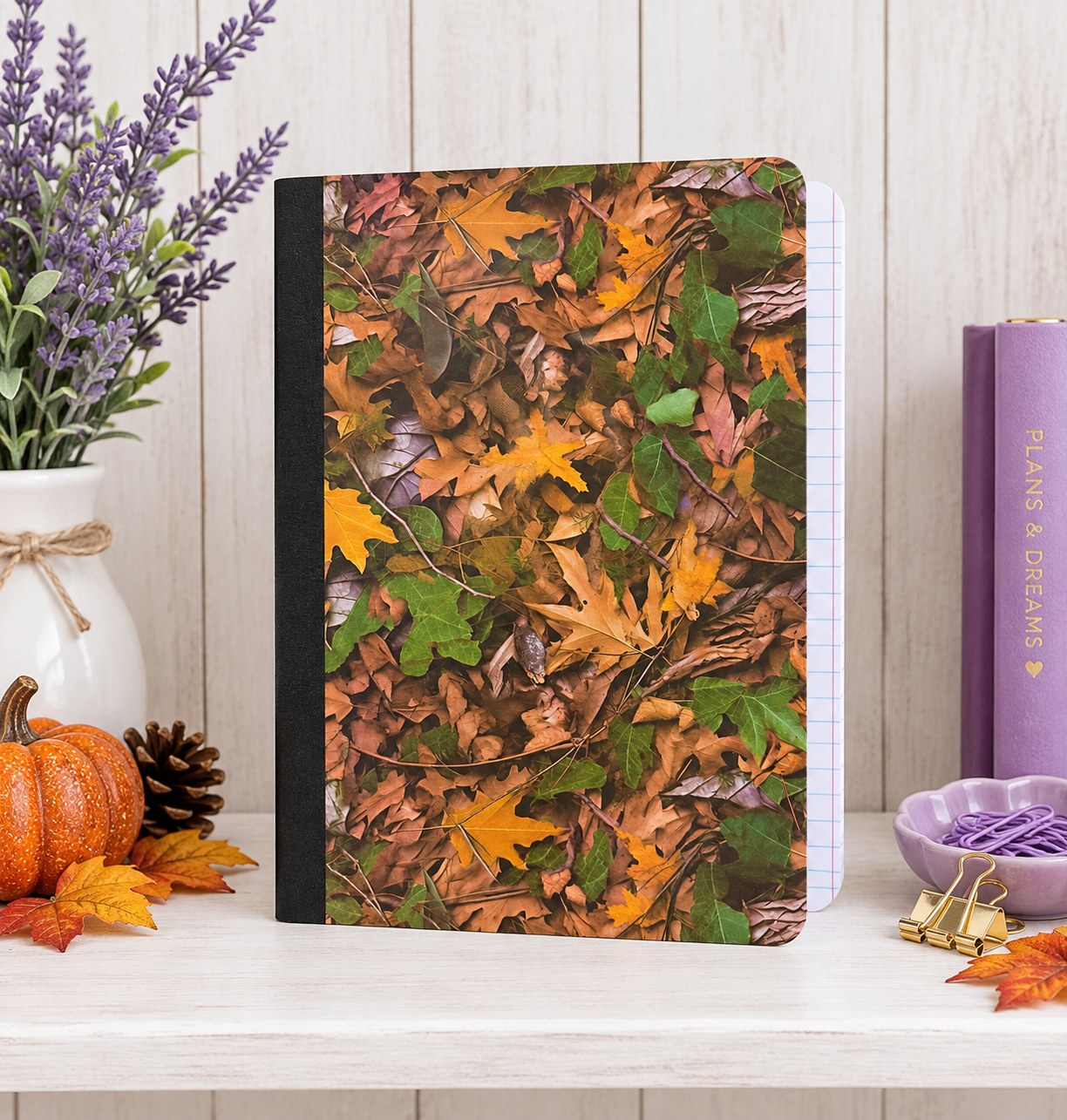 Decorative Vinyl Covered Composition Notebook Fallen Leaves 3