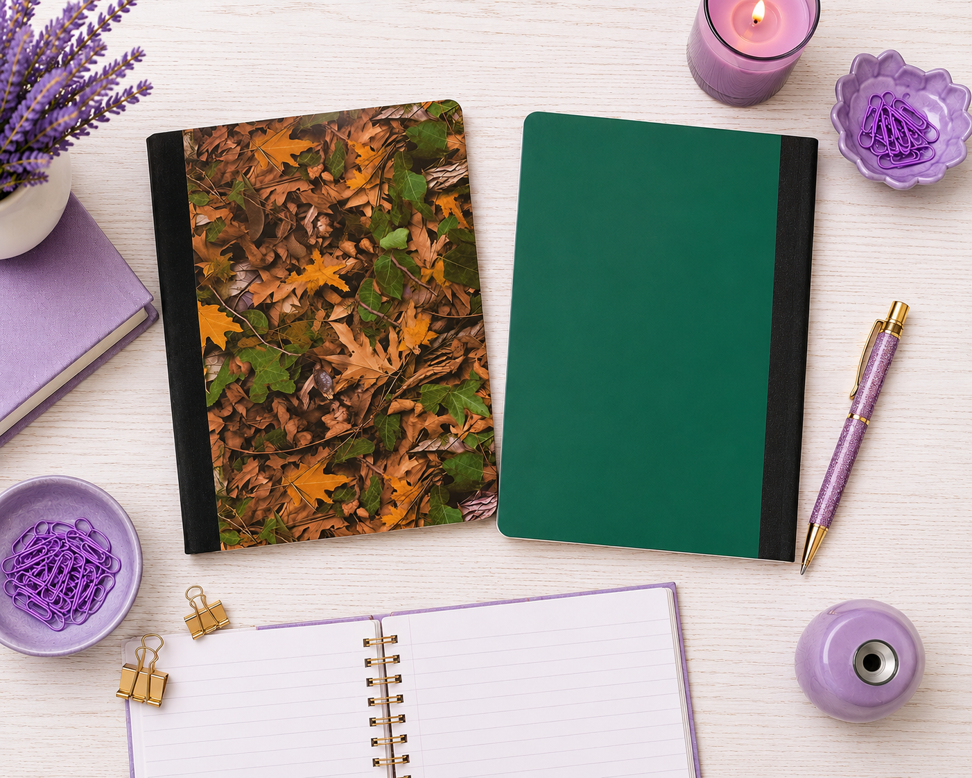 Decorative Vinyl Covered Composition Notebook Fallen Leaves 3