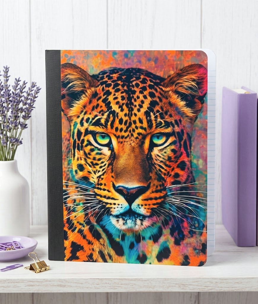 Decorative Vinyl Covered Composition Notebook Neon Leopard
