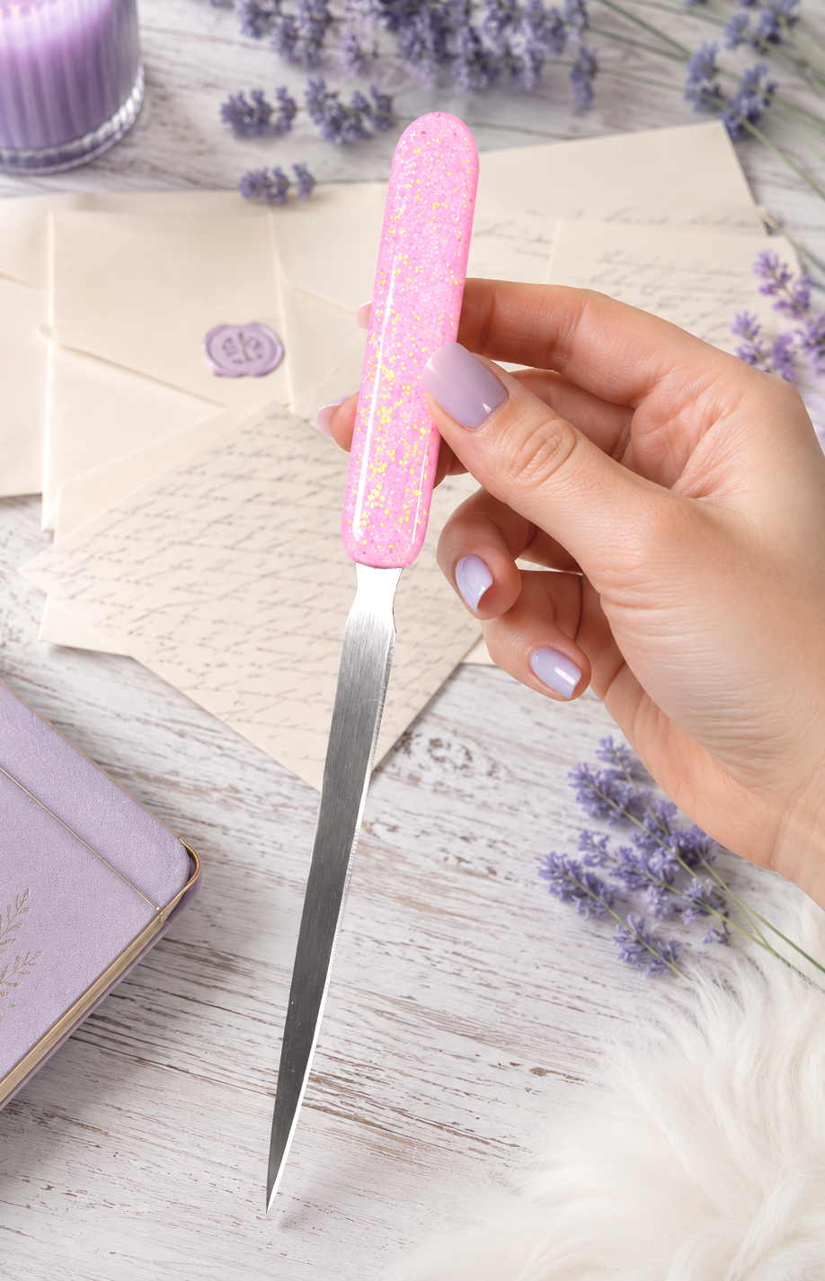 Handmade Pink Glittered Letter Opener